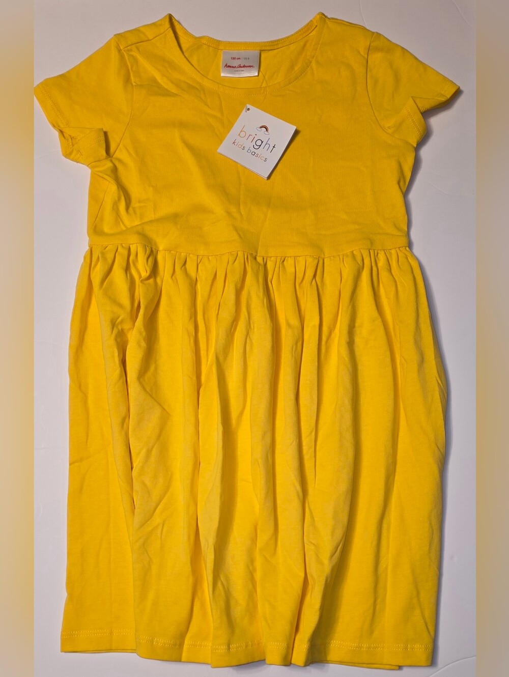 Hanna Andersson Sunny Yellow Short-Sleeve Gathered Waist Dress